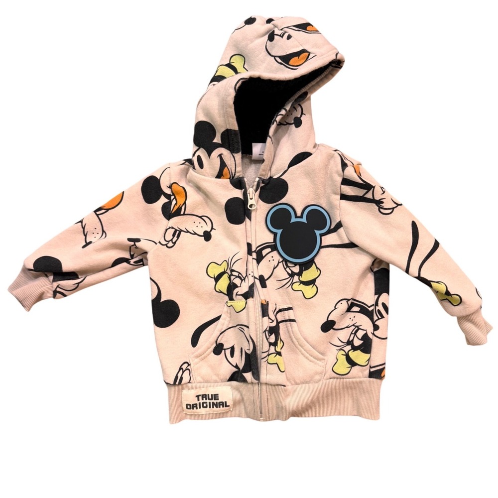 Disney Mickey and Friends Toddler Zip Up Hoodie Jacket 2T White‎ All Over Print